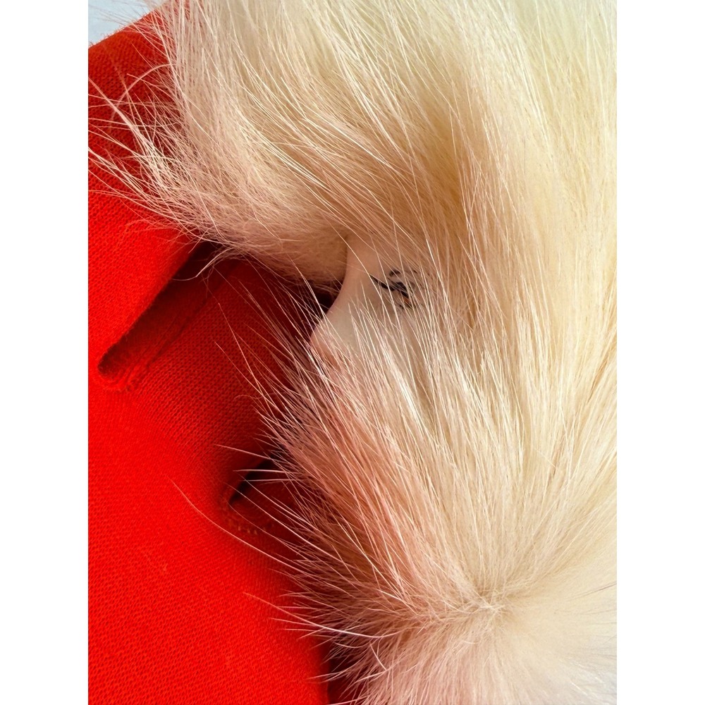 Vintage White Mink Fur Brooch Pin Genuine Fur Pom Pom Statement Accessory